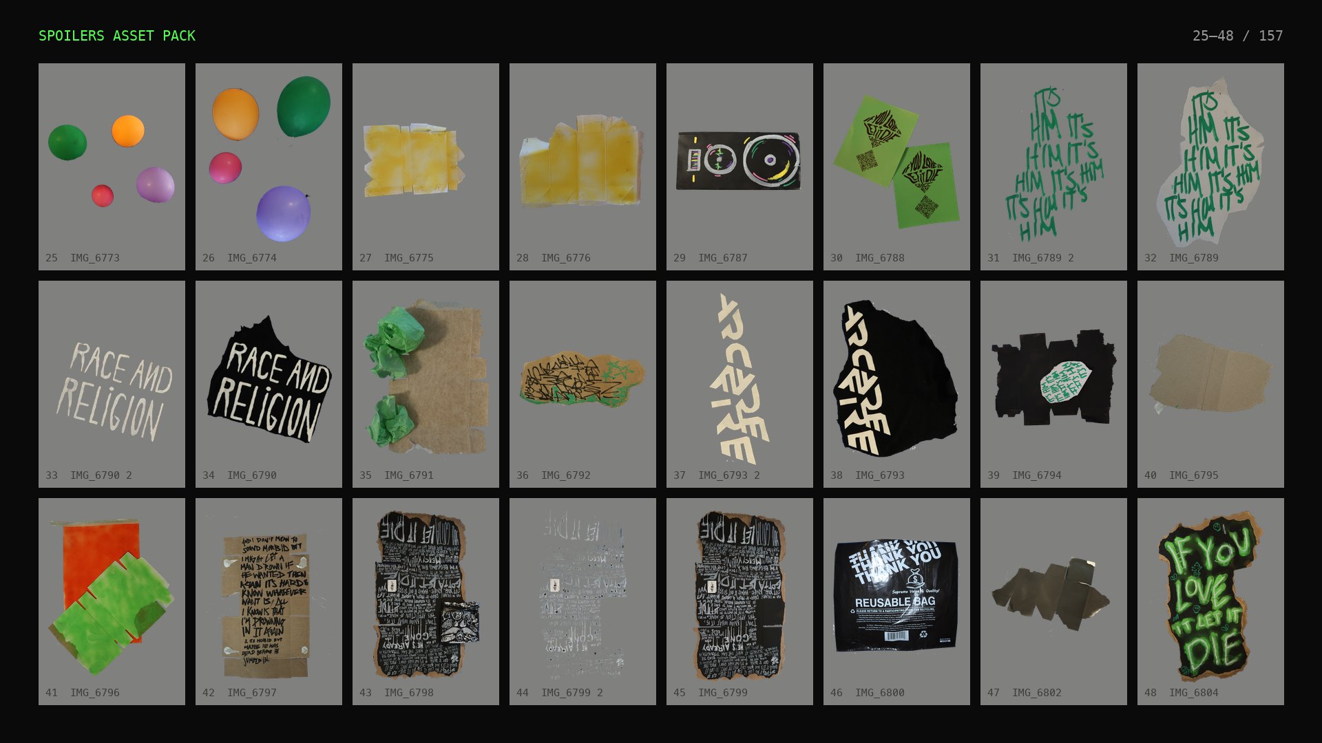 Mixed Media Asset Pack (from "Spoilers"): contact sheet 2 of 7