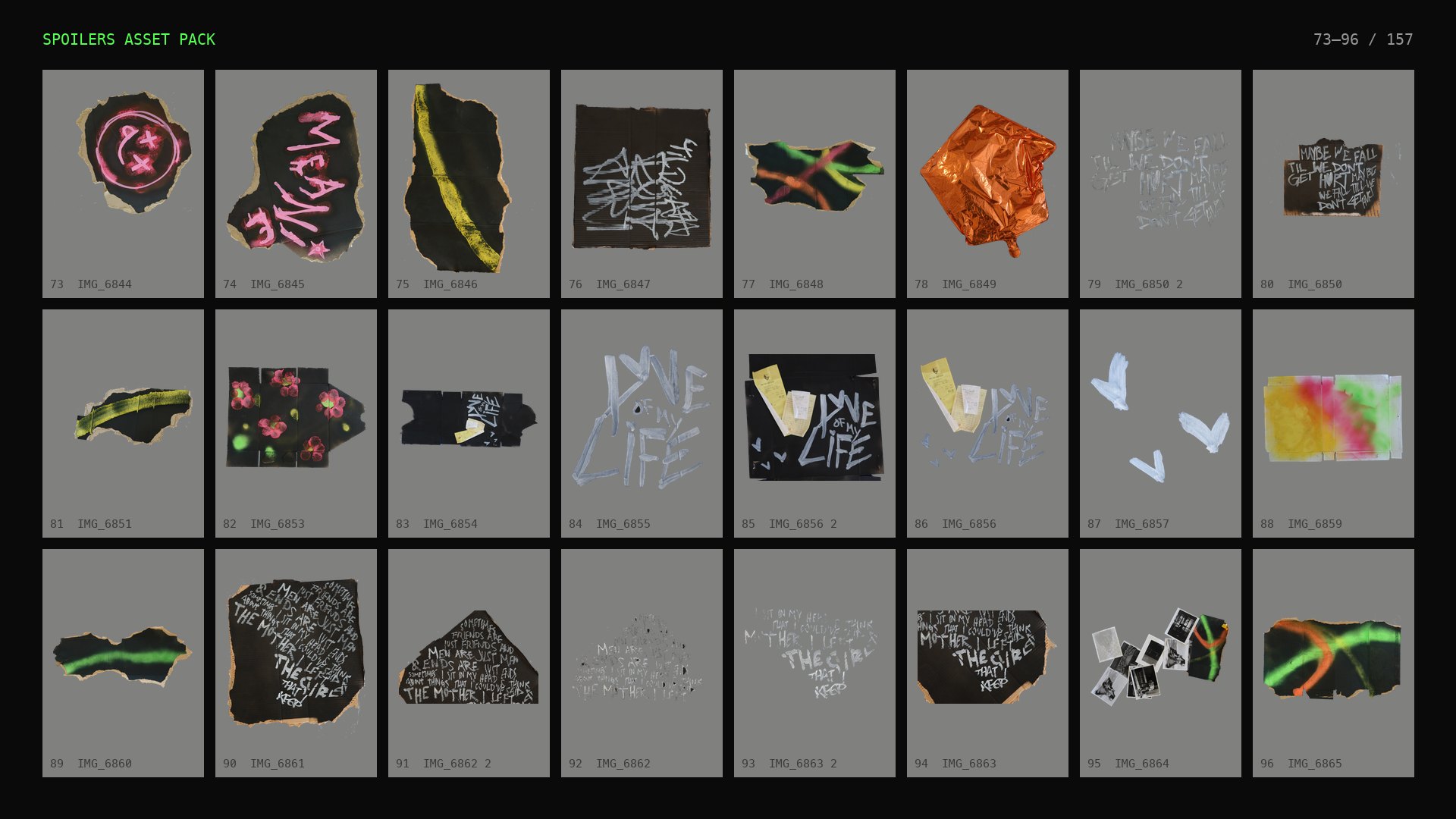 Mixed Media Asset Pack (from "Spoilers"): contact sheet 4 of 7
