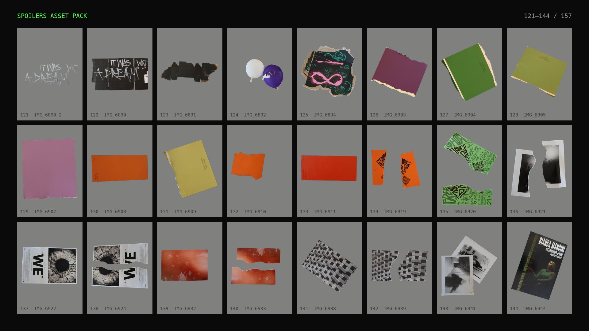 Mixed Media Asset Pack (from "Spoilers"): contact sheet 6 of 7